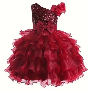 Elegant Burgundy Kids Dress with Bow